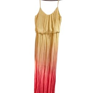 Maurices Yellow and Pink Ombre Maxi Dress